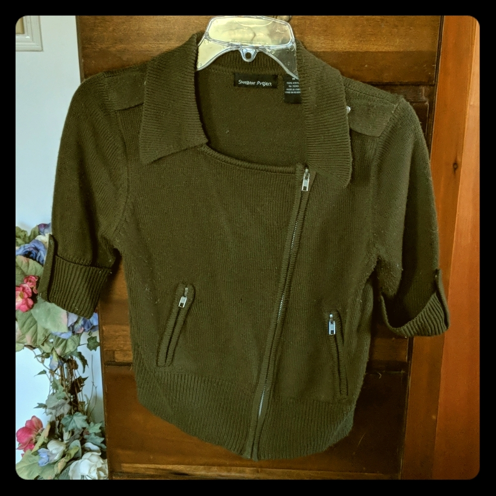 Olive green zip up sweater